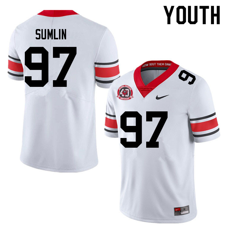 Georgia Bulldogs Youth Matthew Sumlin #97 White 1980 National Champions 40th Anniversary Stitched College UGA Football Jersey 23IZ015QB